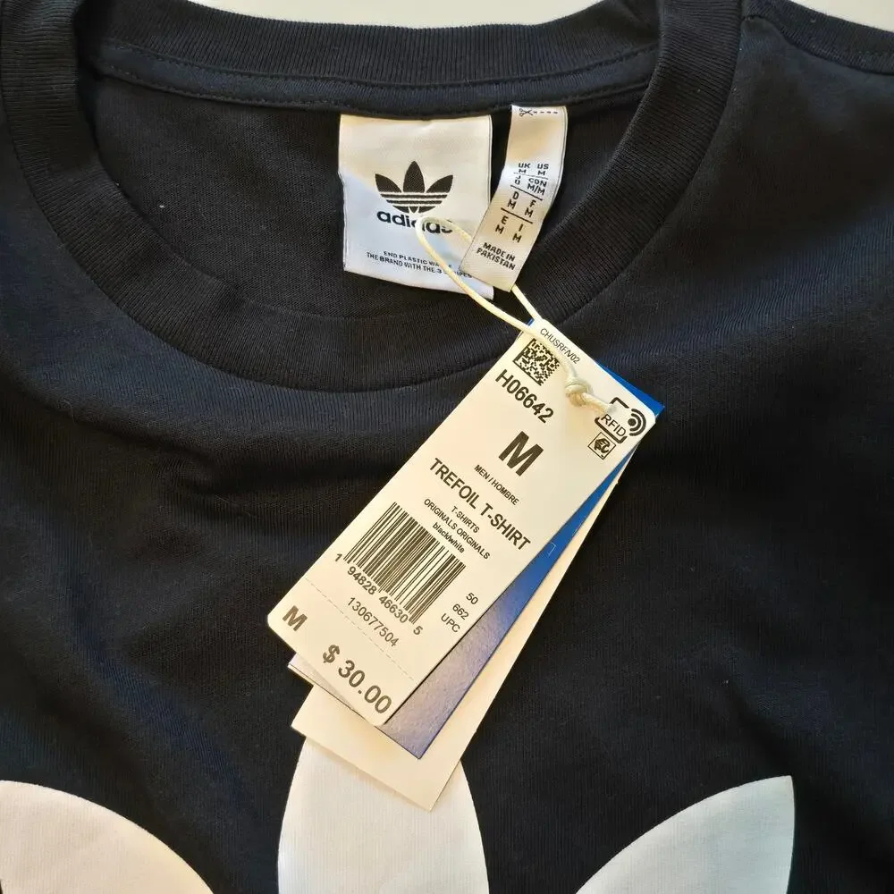 Adidas Tee Mens Size Medium Black Crew Neck Short Sleeve 100% Cotton Classic NWT